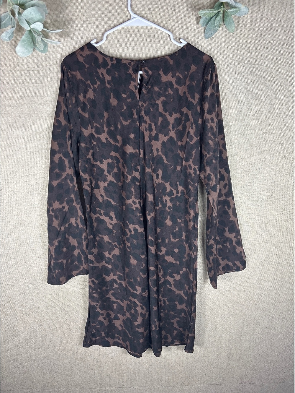 Gap > New with Tags Brown Animal Print Long Sleeve Dress Large - Picture 7 of 7